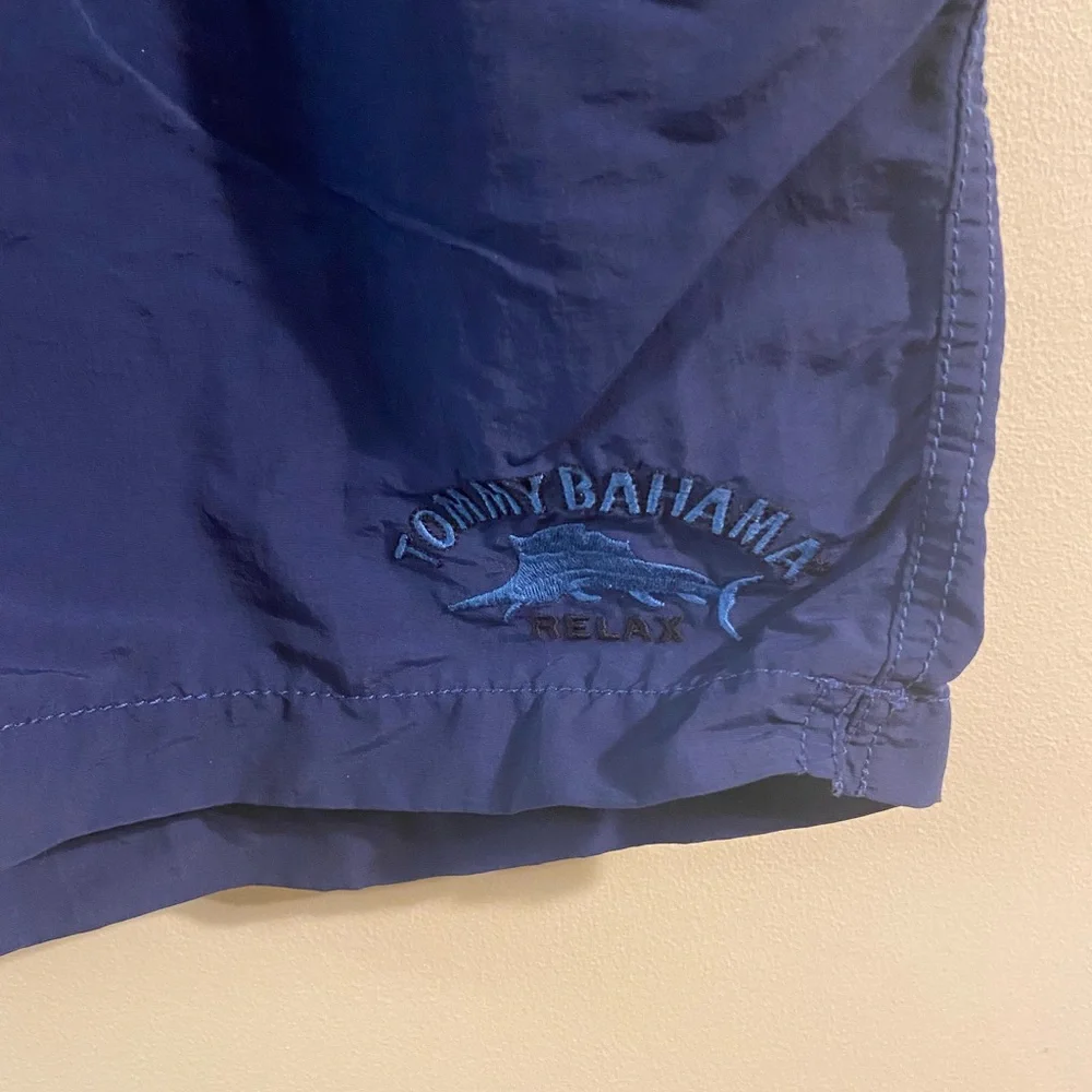 Mens Tommy Bahama Navy Blue Lined‎ Swim Trunks Bottoms Relax Size XL Nylon